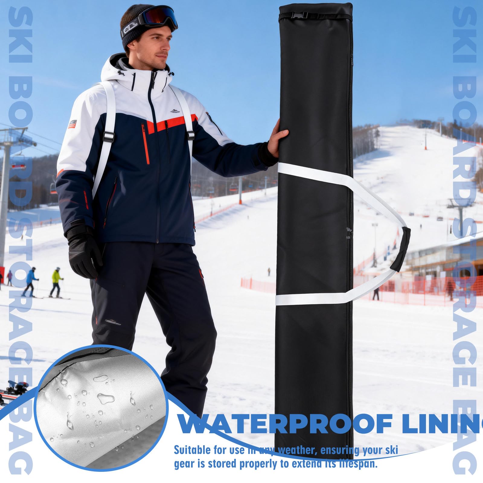 Housse de Ski 180 cm Sac Snowboard Homme Femme