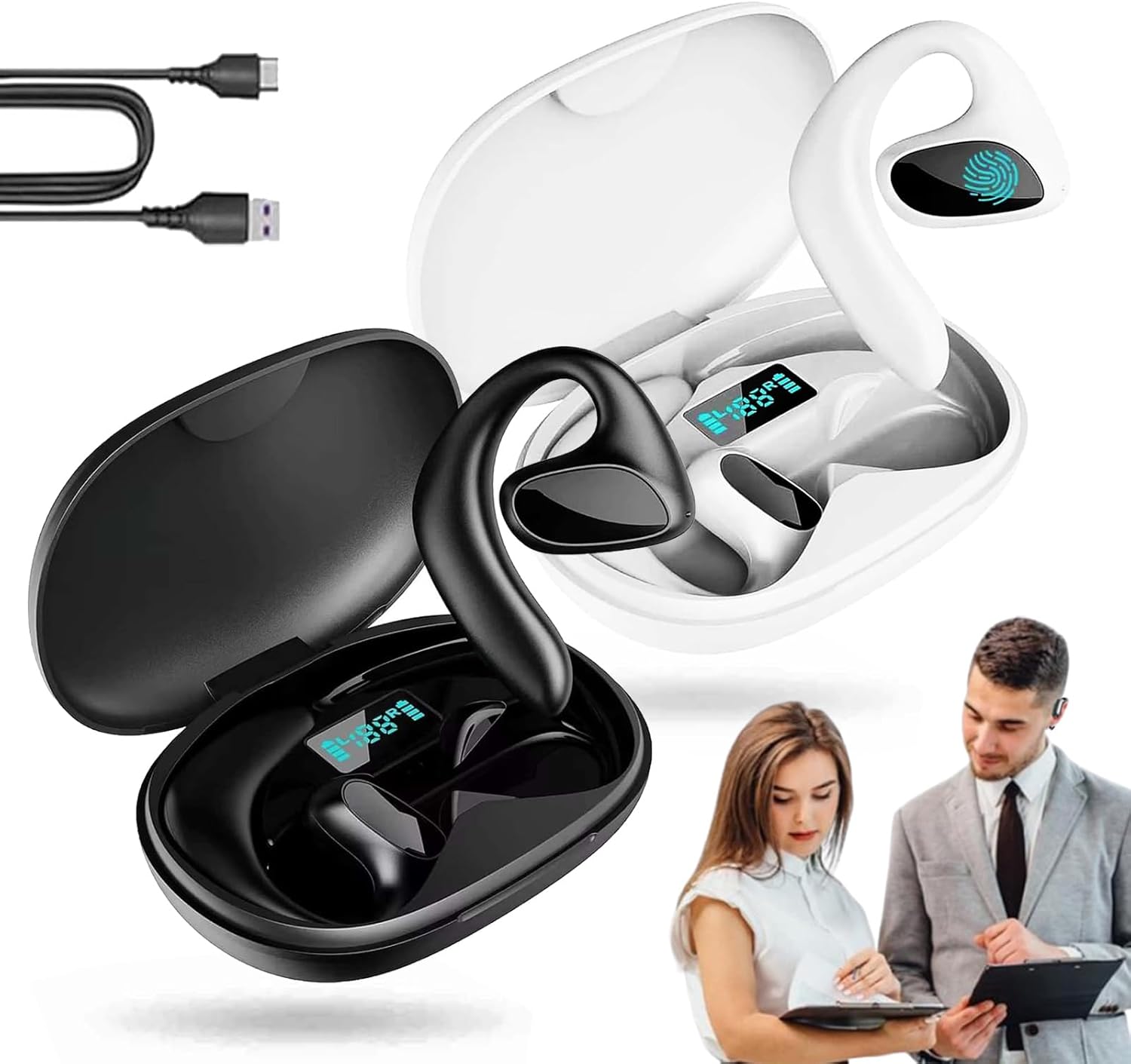 GDSAFS Talkbuds Translator, Qinux Talkbuds, AI Translation Earbuds Real Time, Support 144 Languages & Accents 360° Hi-Fi Stereo Sound Two-Way Headphone for Travelers and Business (Mix*2)