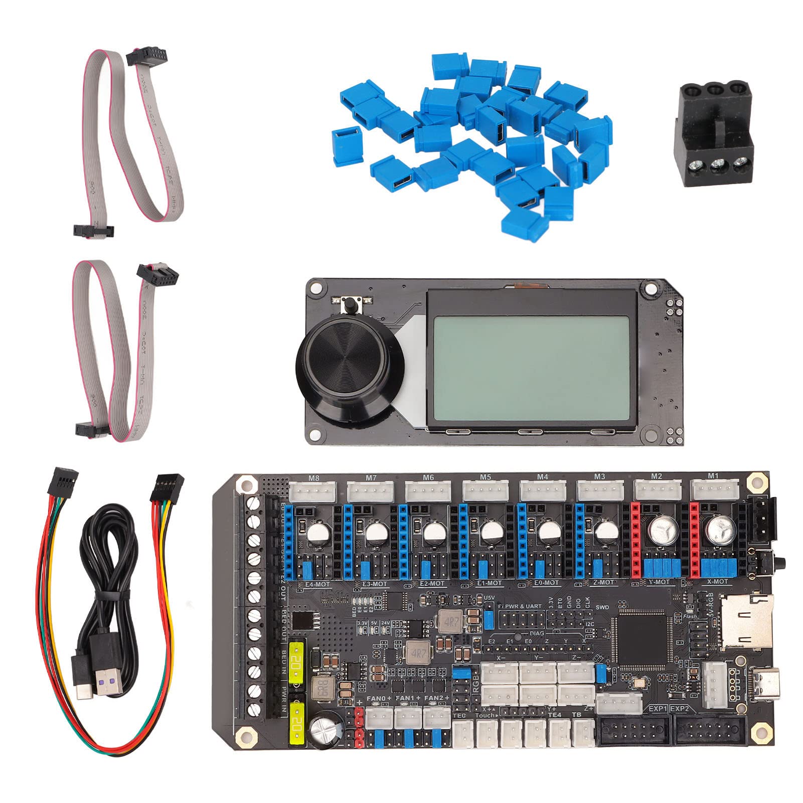 3D-Drucker-Motherboard, 3D-Drucker-Steuerplatine Integriertes TMC2209-Kit Spider V2.2-Motherboard 8 PWM-Lüfter Uart SPI 3D-Druckerteil für VORON 2.4/Switchwire 8