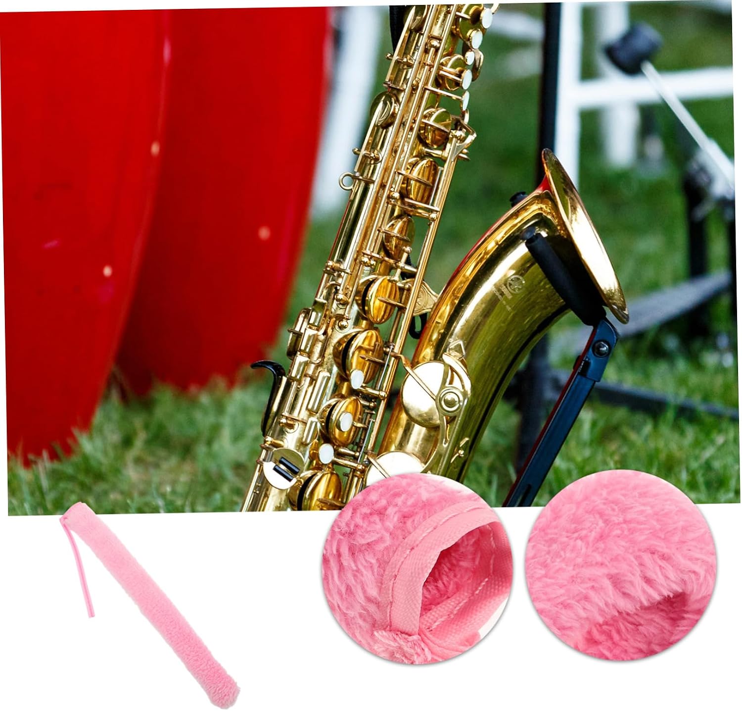 Musical Instrument Cleaning Brush Set Alto Sax Clarinet Flute Maintenance Tools Ultra-Absorbent Cleaning Cloth and Swab for Wind Instruments Pink