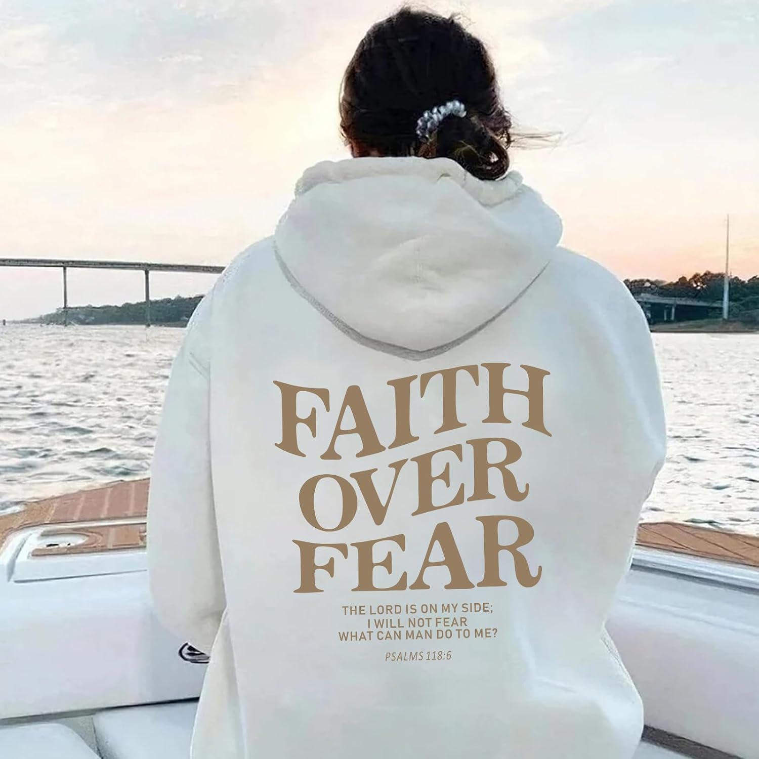 Sulayesh Faith Over Fear Hoodie for Women Christian Jesus Inspirational Sweatshirts Religious Oversized Graphic Pullover Tops