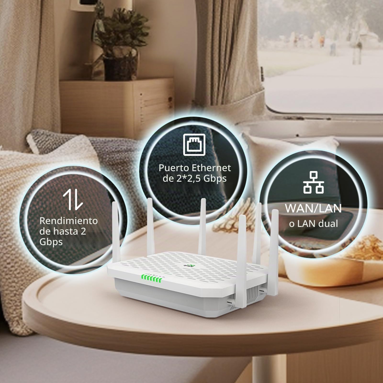 InHand Networks FWA02 Router 5G WiFi 6 AX3600,5G Max.DL 4.76Gbps,2 Puertos 2.5G,Dual SIM Failover,Buit-in VPN.Módem Libre para Internet Rural,Oficina y RV,Compatible con Todos los Operadores de España