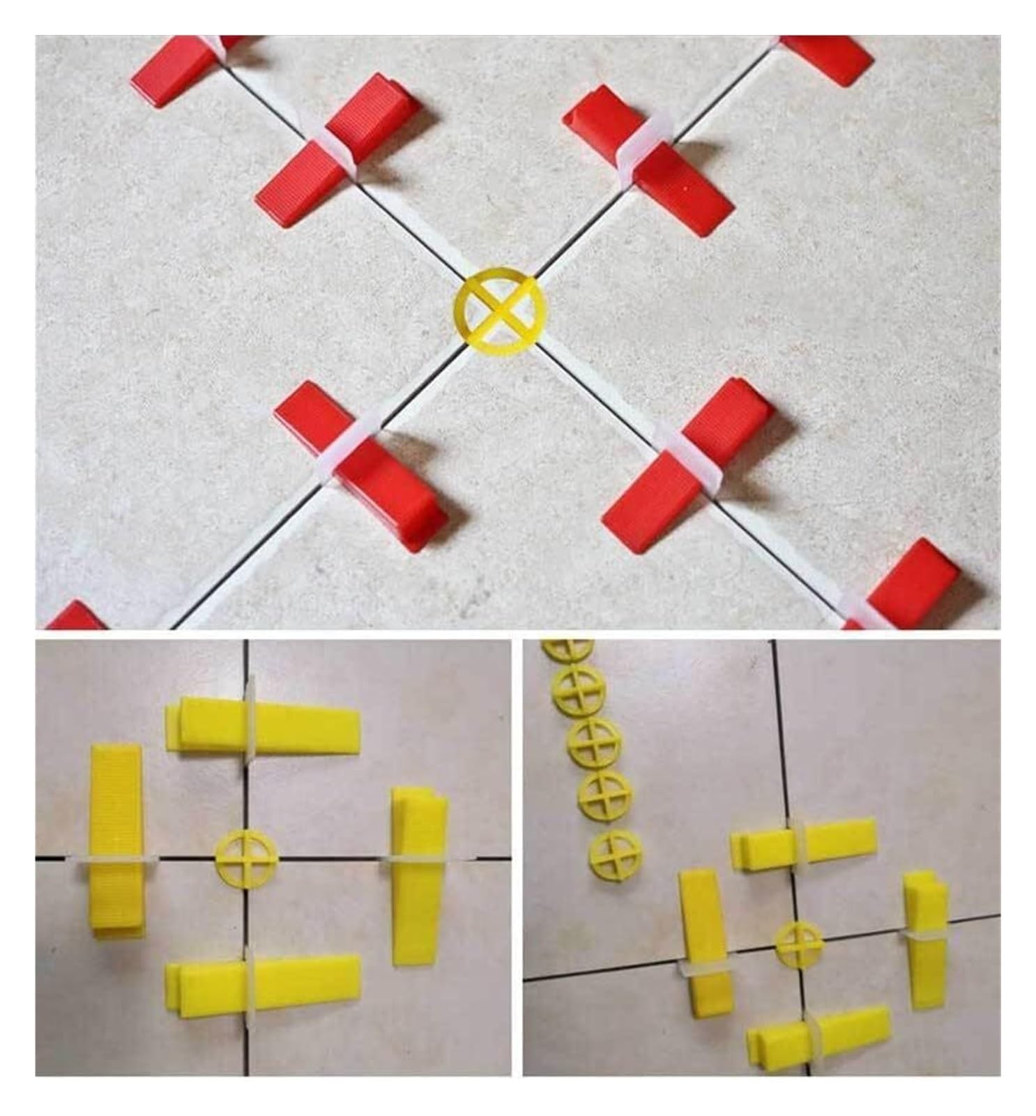 Nivelador de baldosas, Localizador de cuñas cruzadas for azulejos 2 en 1 100 piezas - Herramienta for colocar espacios el piso(1.5mm 2mm)