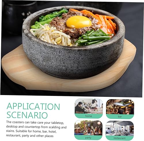 Miniatura 6 de Salvamanteles de madera redondo de madera para carne, placa base de madera, posavasos para fajita, bandeja de madera, almohadilla de olla caliente,