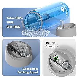 Survimate 5-Stage 0.01m Ultra-Filtration Filtered Water Bottle, BPA-Free Material, NSF/ANSI 42&372 Certified, Portable Water Filter Bottle for Survival, Camping, Hiking, and Emergency Use