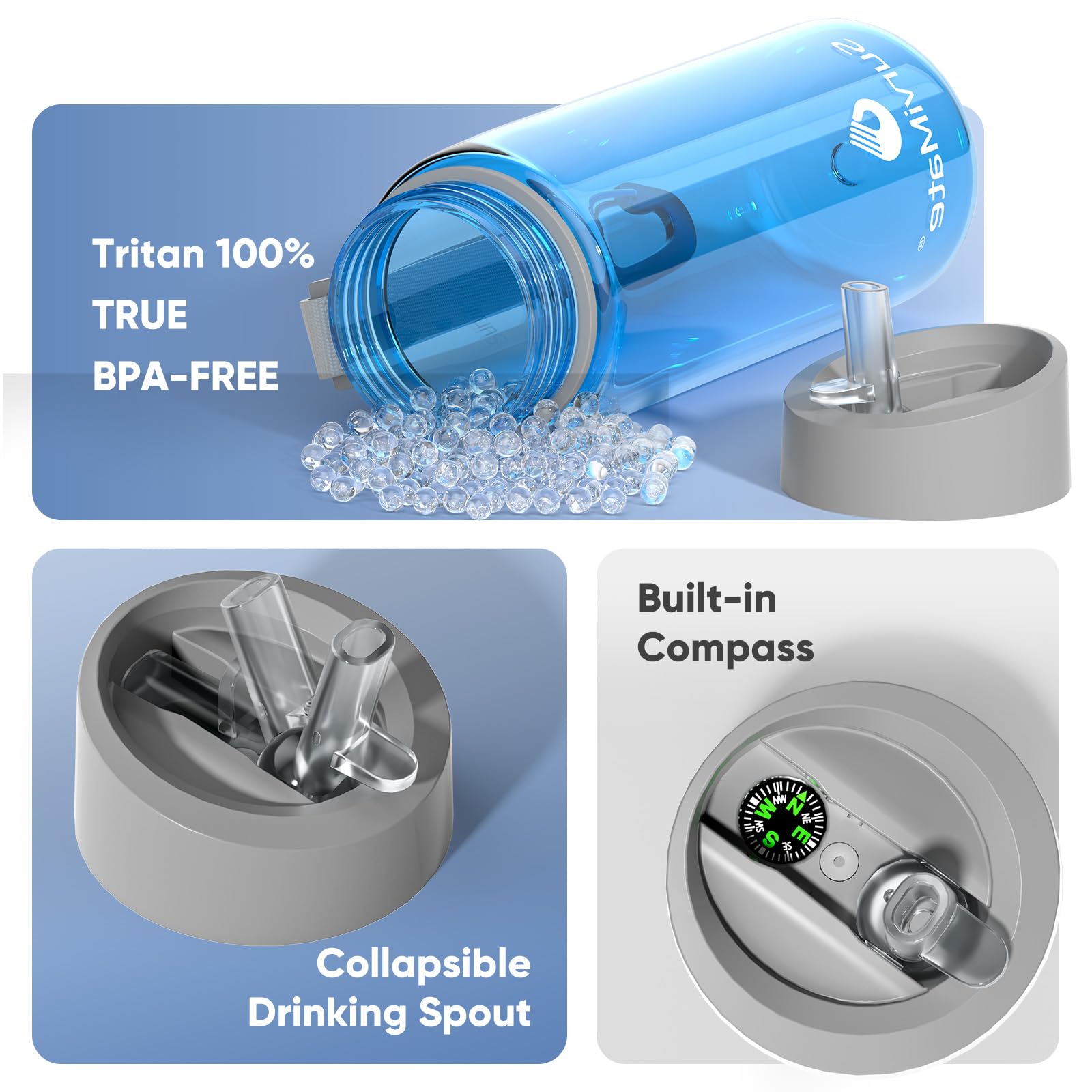 SurviMate Botella de agua filtrada de 5 etapas de 0,01 μm, material sin BPA, certificado NSF/ANSI 42 y 372, botella de filtro de agua portátil para supervivencia, camping, senderismo y uso de