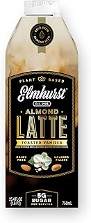 Elmhurst 1925 Toasted Almond Vanilla Latte – Plant-Based, Vegan, Dairy-Free Plant Milk Latte Made of Cold Brew Premium Arabica with 95mg Caffeine & Madagascar Vanilla – 25.4oz (Pack of 6)