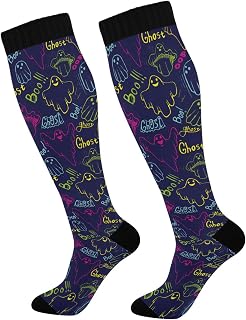 874 Crew Athletic Socks Pattern Whisper Devil Hand Draw Running Socks Casual Walking Socks Breathable Calf Socks For Running Travel Hiking 40cm