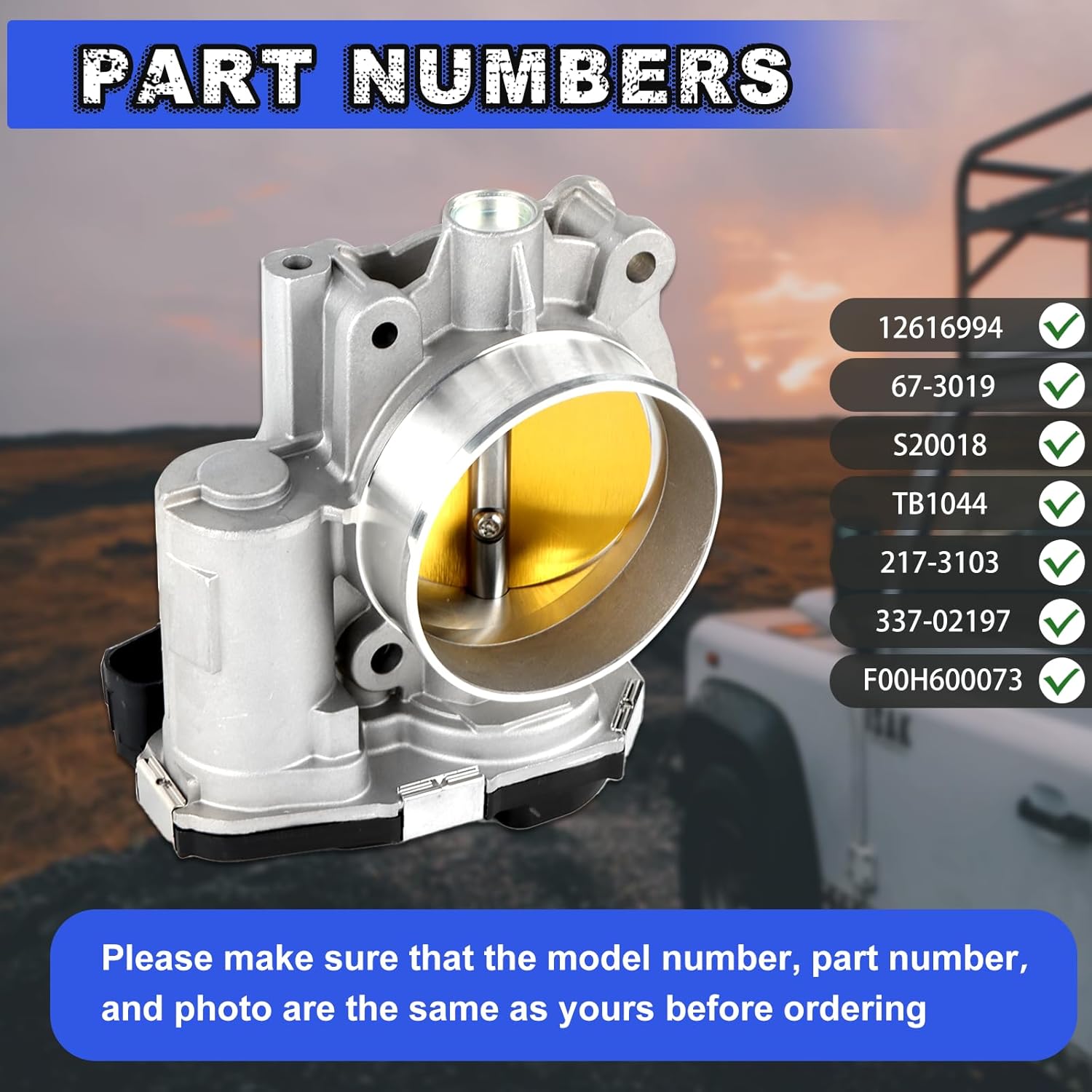 Electronic Throttle Body Assembly 12616994 for Allure Lacrosse CTS SRX STS Camaro Equinox Terrain Replaces 67-3019, S20018, TB1044, 217-3103, 337-02197, F00H600073