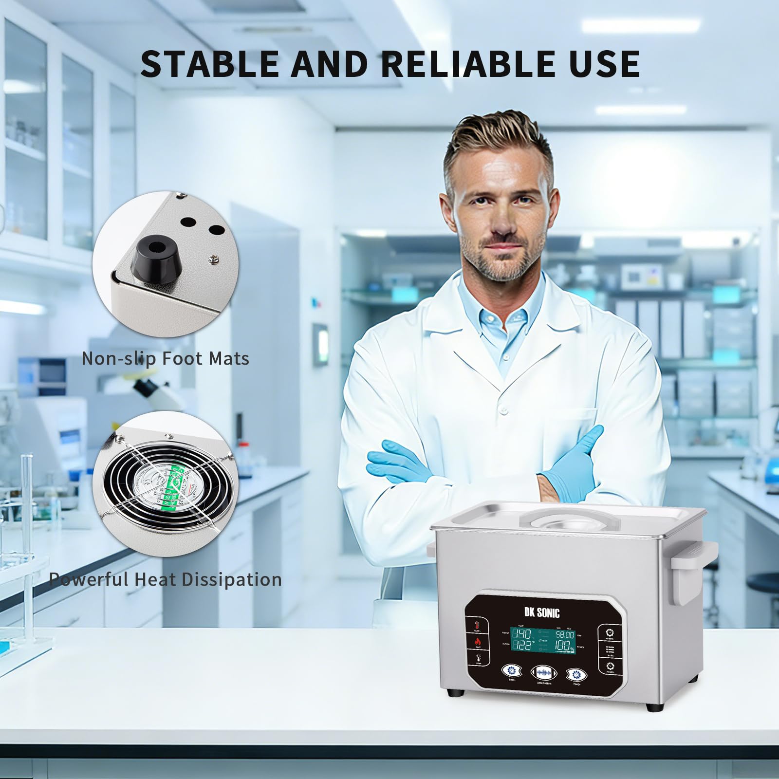 DK SONIC Professioneller Ultraschallreiniger 4L,120W Präzisions-Ultraschallreinigungsgerät mit Intelligenter Touch-Steuerung, fünf Modi für Brillen, Ketten, Uhren, Münzen (Inklusive Korb)