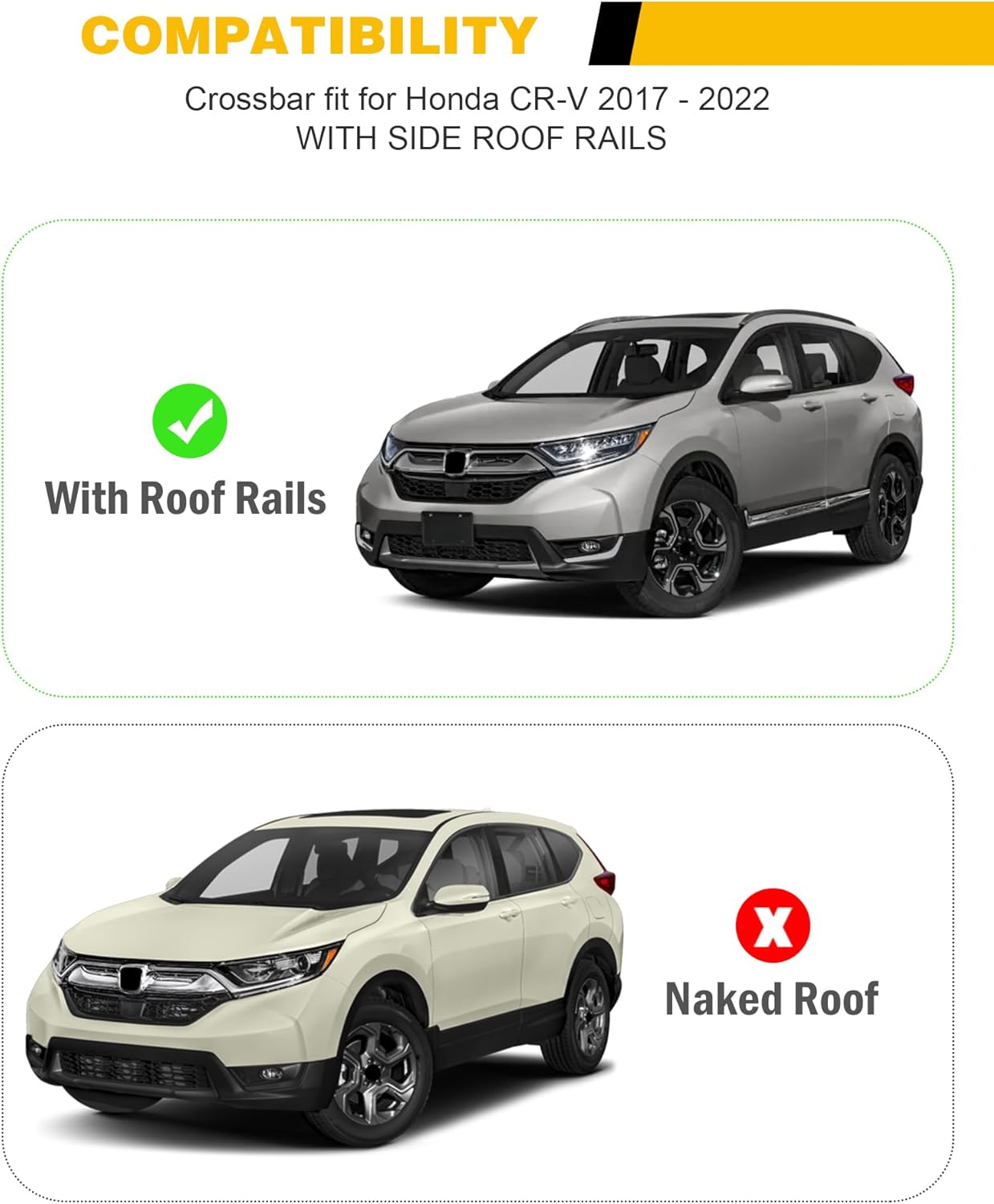 220lbs Cross Bar Roof Rack Fit for Honda CR-V CRV 2017-2022 with Flush ROOF Rails Cargo Bar Carrier Crossbar Rooftop Accessories