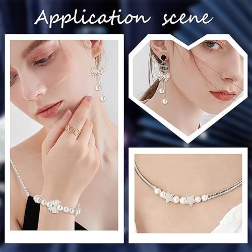 Miniatura 5 de SUNNYCLUE 1 caja, 236 cuentas de lazo de 4 estilos, cuentas de perlas de imitación, cuentas estéticas de mariposa, corazón, estrella, cuentas