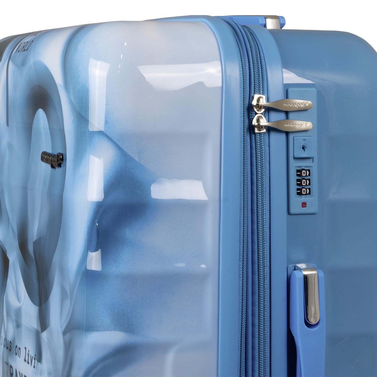 mittelgroßer Koffer Hartschale Verona 65cm 74 Liter 4 Räder Zahlenschloss blau-pink