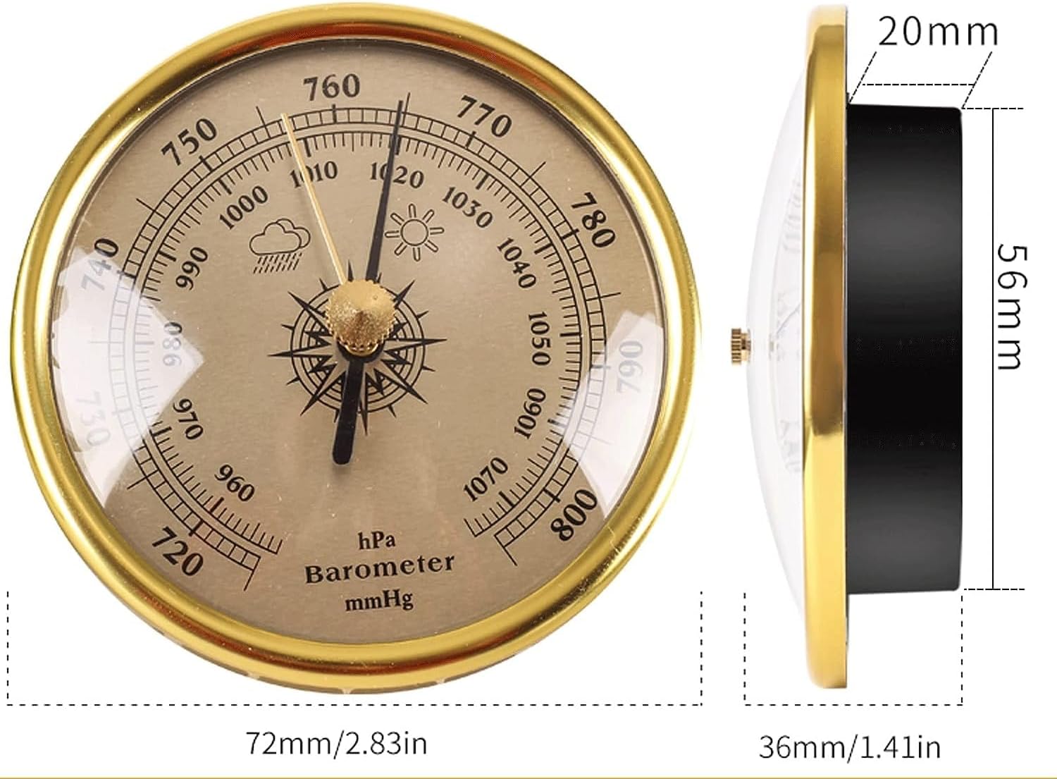 Barometer,Traditional Weather Station Dial Type Barometer Traditional Barometer Barometer Pressure Gauge Hygrometer The One for You Barometer
