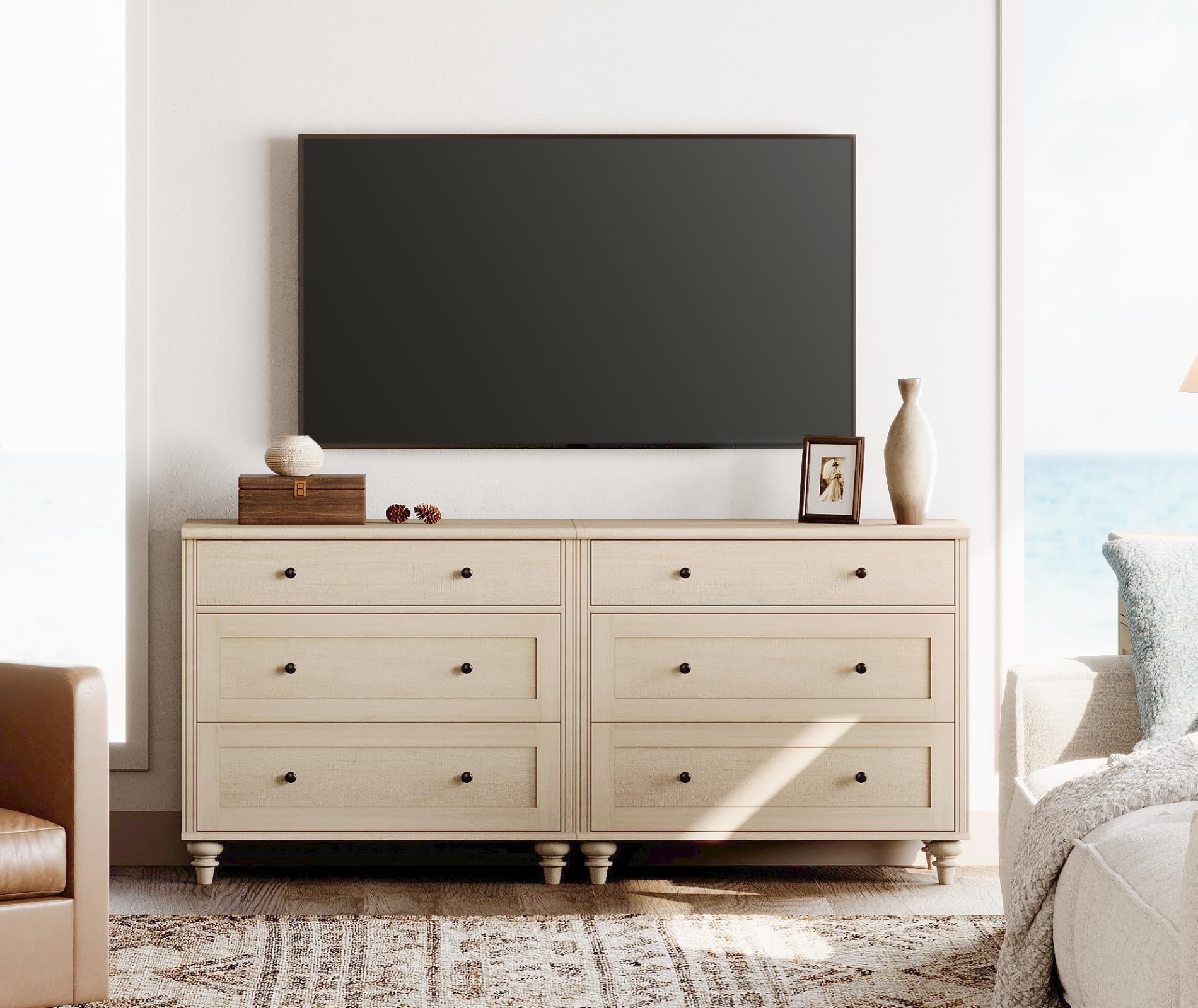 6 drawer beige dresser Madison Dressing Table – Grand Living main image 0