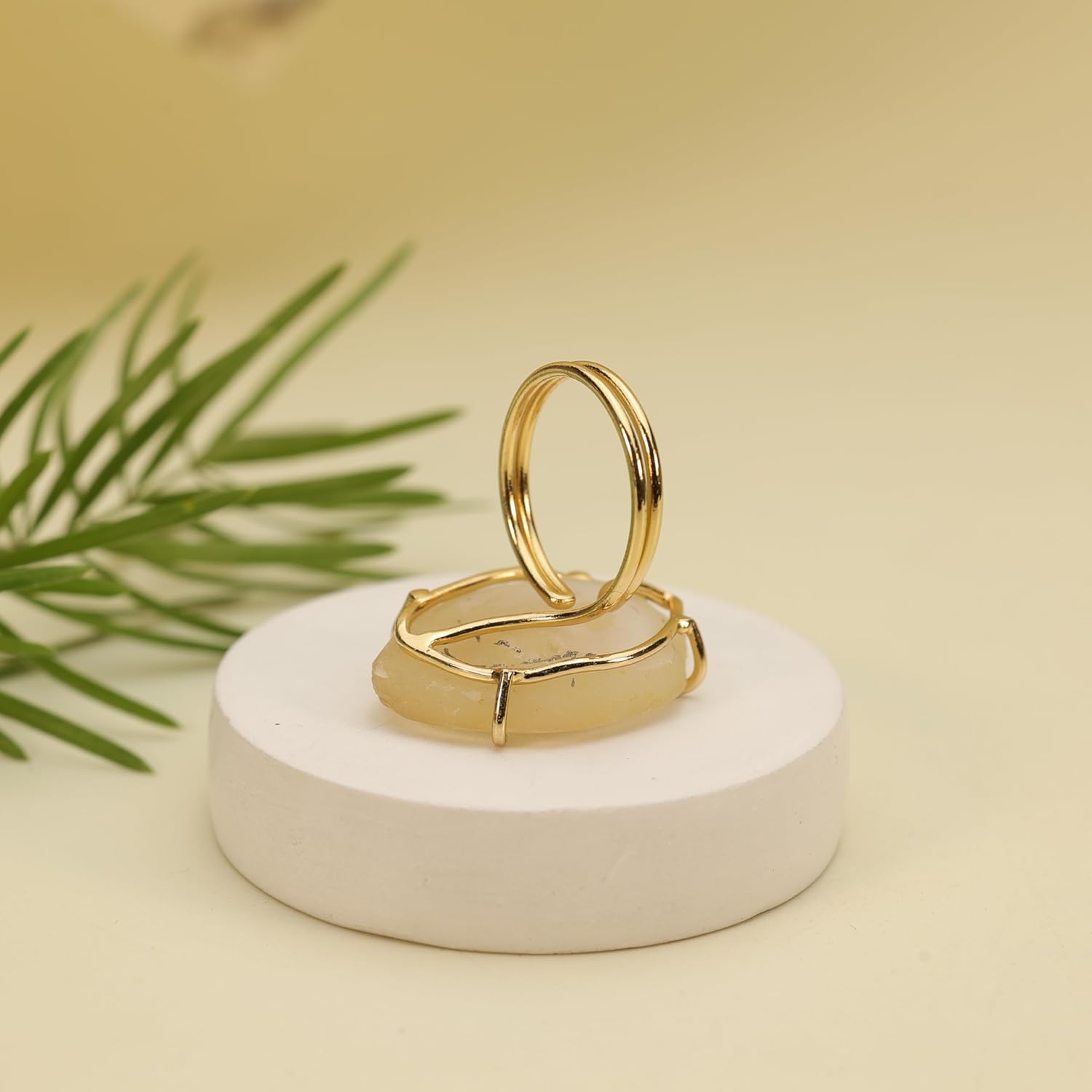 Geode Ring Set with Agate and Quartz Crystals,Stone Sizes 25-30mm