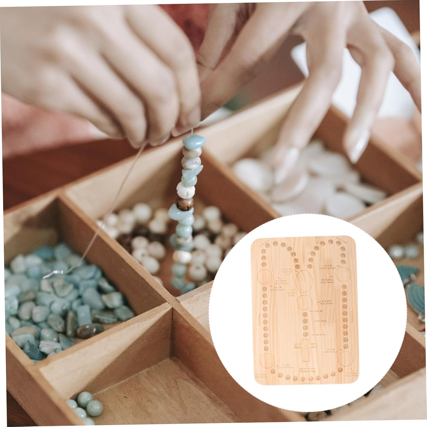 EXAOMBLE Wooden Bead Design Board for Jewelry Making 3-Color Bead Tray for Bracelets and Necklaces for DIY Craft Projects and Jewelry Designers
