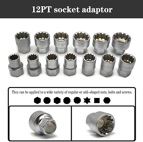 Miniatura 5 de JEUCLEL Juego de llaves de vaso de paso de 17 piezas, juego de llaves de vaso maestro de impacto de 12 38 pulgadas, adaptador de enchufe, juego de