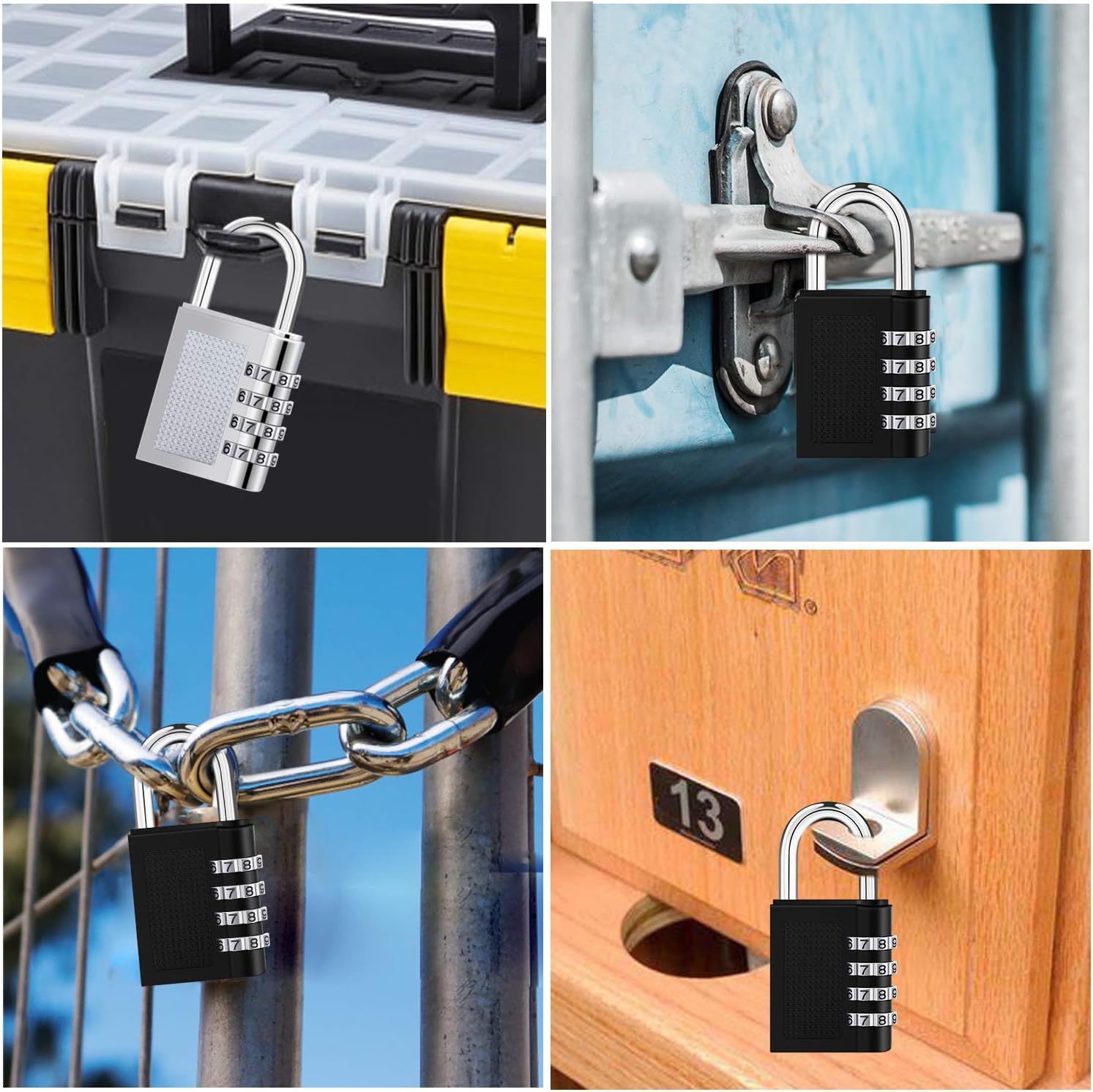 Locker Lock - 4 Digit Combination Lock for School Gym Locker, Sports Locker, Fence, Toolbox, Case, Outdoor, Fence, Hasp and Storage - - 