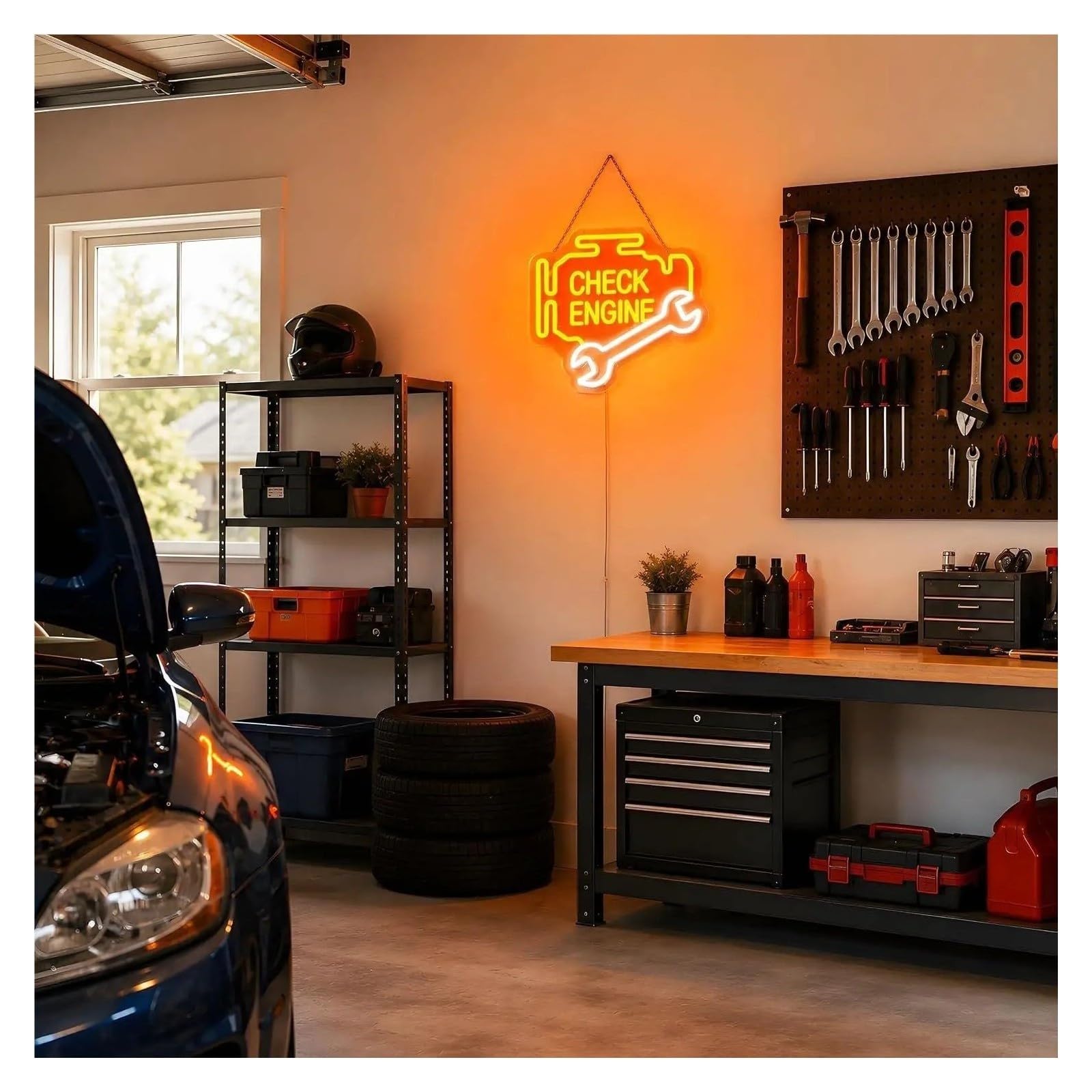 Decoración Lámparas Comprobar El Letrero De Neón Del Motor