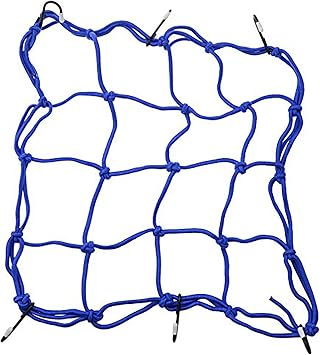 GOOFIT 12" x 12" Elasticated Bungee Luggage Cargo Net with Hooks Hold Down for Motorcycles Motorbike ATVs Bikes Cars Trucks Dark Blue