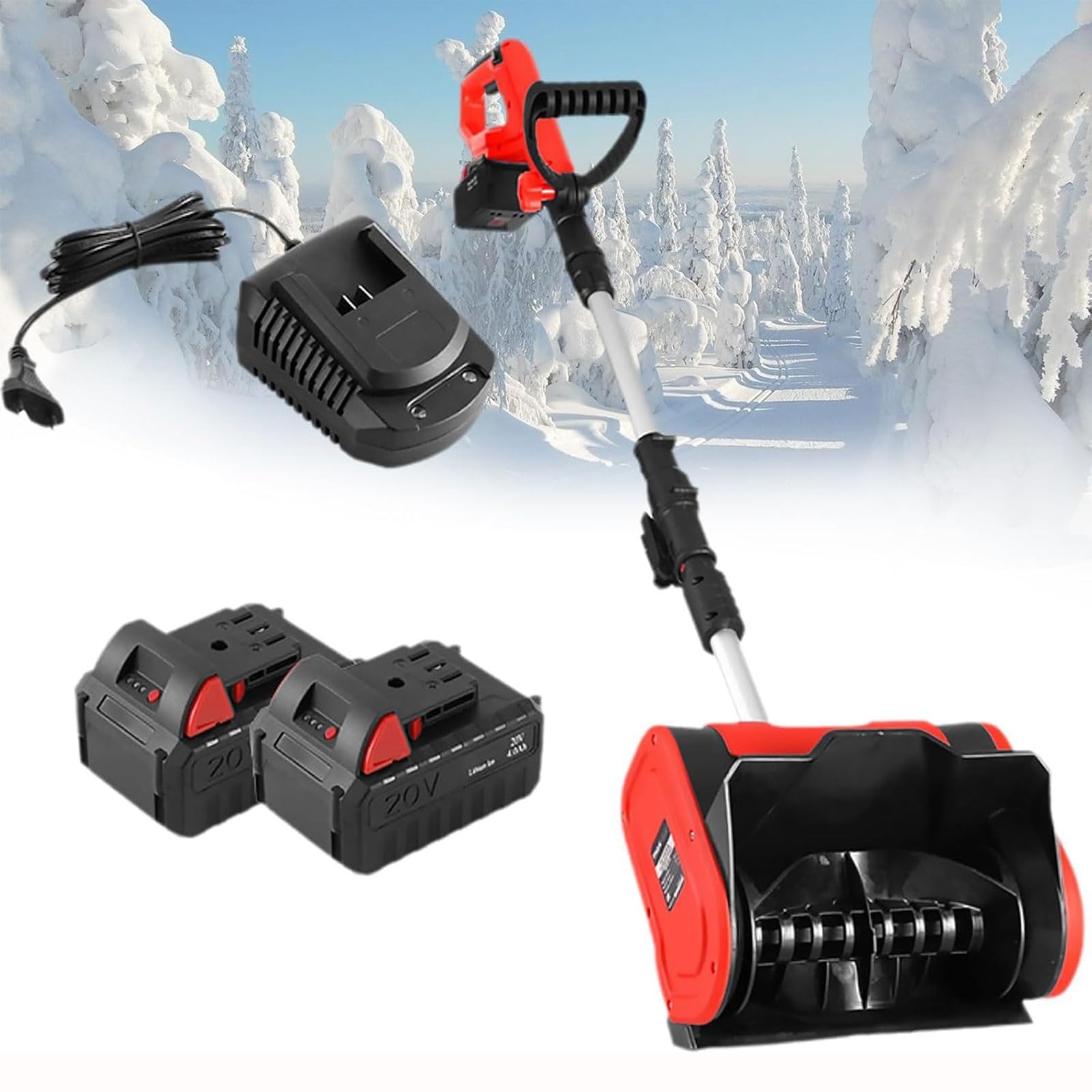 Pala da Neve a Batteria, spazzaneve Elettrico da 20 V 4,0 Ah con Impugnatura Regolabile, spazzaneve Elettrico, Larghezza 32 cm, Altezza 16 cm, for la Pulizia del vialetto