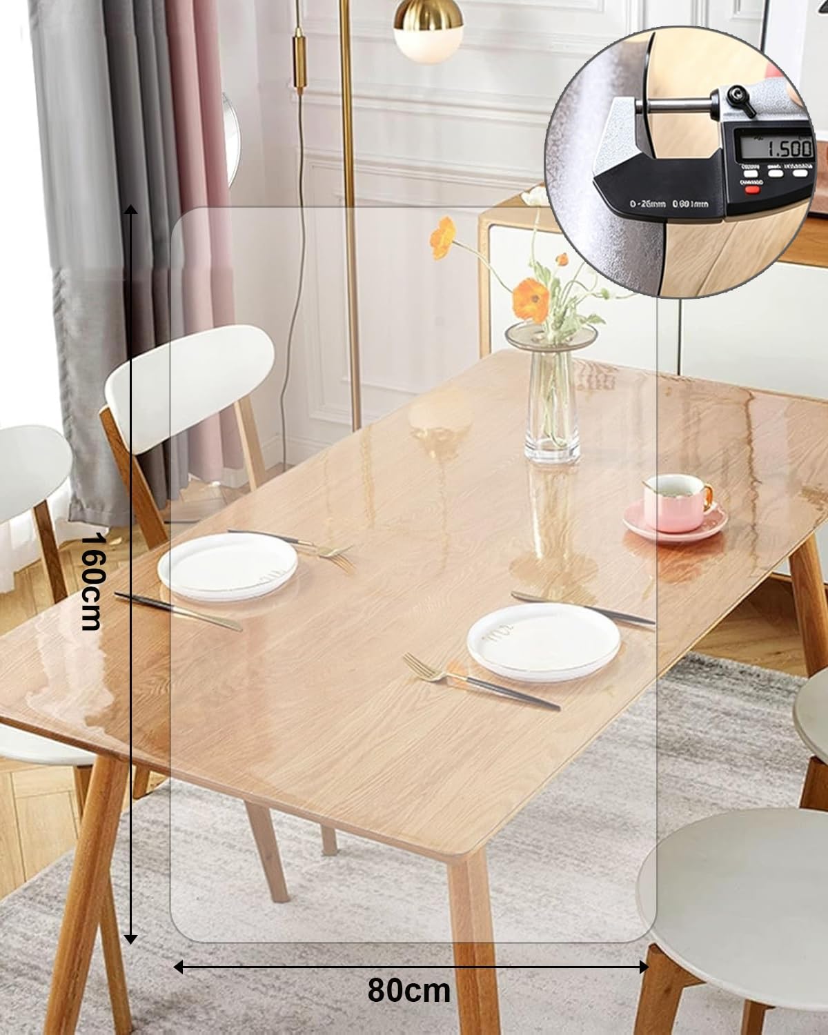 Sottomano da scrivania trasparente, 60 x 120 cm tappetino da scrivania trasparente in PVC, Impermeabile Copritavolo Protettiva con bordi rotondi per ufficio, casa, scuola(110cm*180cm)