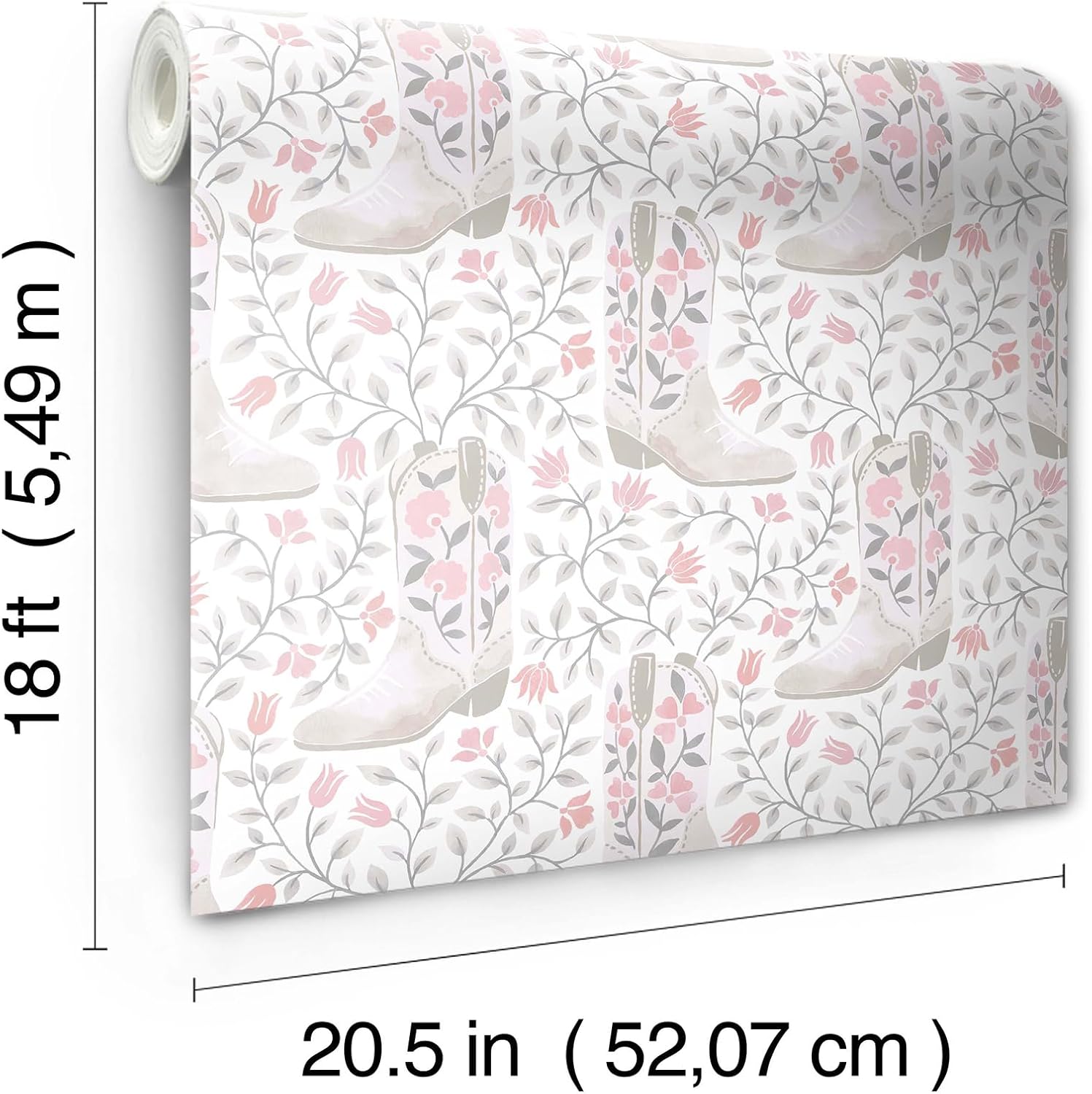 RoomMates Cowgirl Like Me Pink Peel and Stick Wallpaper, RMWS1259