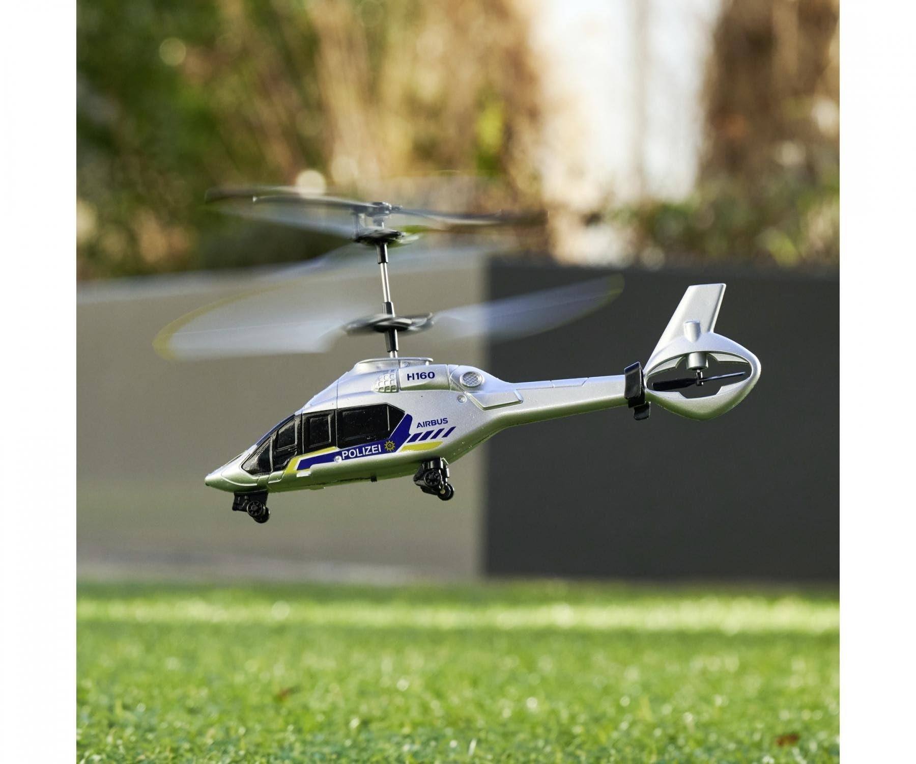 Dickie H160 - Elicottero da polizia RC 1:60 Airbus H160 2,4 GHz, ricarica USB 6 km/h con luce 21 cm, per bambini dai 6 anni in su