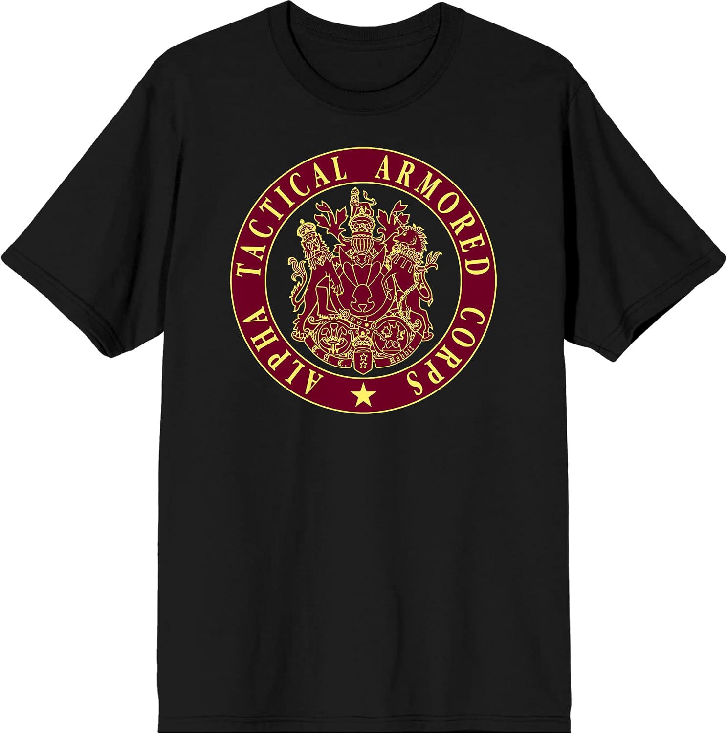 Robotech Alpha Tactical Armored Corps Seal Men's Black T-shirt-Small
