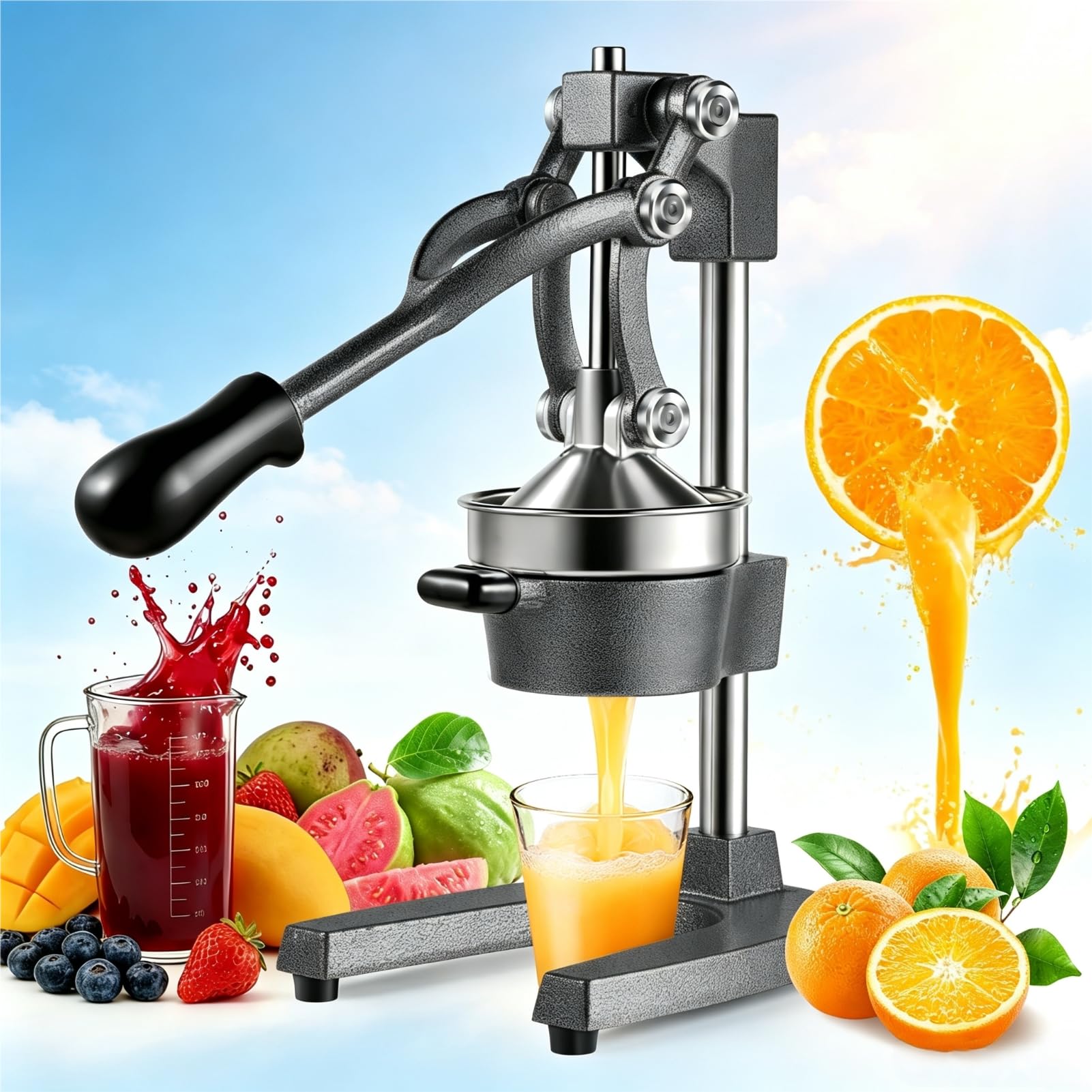Professionale Ghisa Spremiagrumi Manuale con Manico Ergonomico Lung