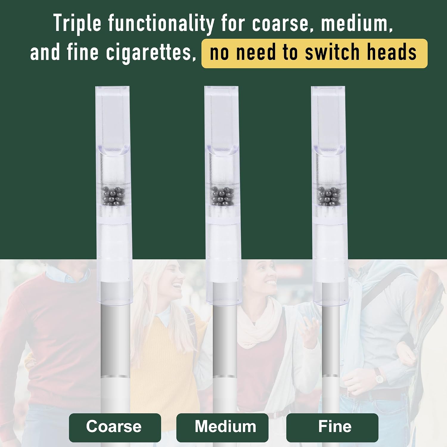 Disposable Cigarette Filters Three-Layer Microporous Multi-Filtering to Reduce Tar and Smoke Stains (100 Per Pack) Elegant and Stylish Design, Suitable for Regular and King Size of Cigarettes