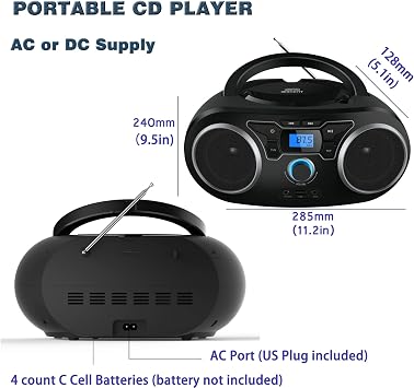 Portable CD Player Boombox and Vintage Style Home CD Player Wood Speaker System
