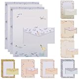72Pcs Stationery Paper and Envelopes Set Contain 48Pcs Letter Paper 24Pcs Envelopes Double Sided Floral Design Lined Stationary Set for Writing Letters Poem Office School Supplies