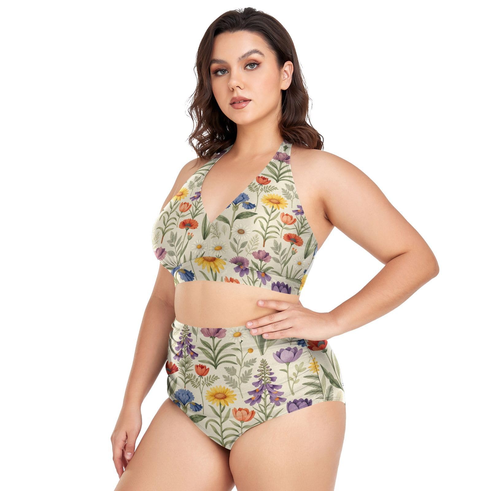 FRODOTGV Costumi da bagno donna taglie forti L-4XL | Materiale liscio e setoso, coppe imbottite rimovibili, senza fili, per viaggi tropicali e attività acquatiche vintage