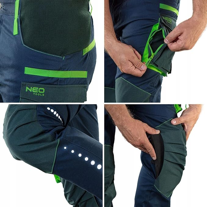 Pantalon Travail Homme Pantalon De Travail NEO TOOLS HD - 100% Coton 275g/ m² - Poches Genouillères - Taille S-XXL Pantalon Travail Homme Hiver