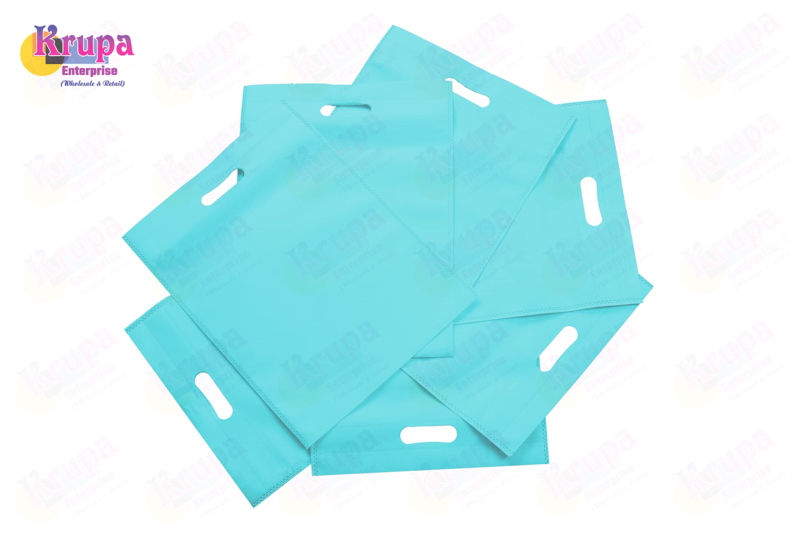 Krupa Enterprise 10x14 Inch Teal D-Cut Cloth Carry Pack of 50 | Eco Friendly Handle Shopping Bag | Reusable Gift Bag Daily Use | Lightweight Durable Grocery Tote | Business Retail Bulk 3