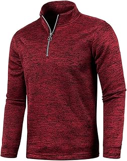 Zeiyignr Men's Pullover Shirts 1/4 Zip Fleece Sweatshirts Long Sleeve Mid-Weight Running Athletic Workout Coat Casual Tops