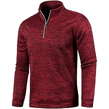 Long Sleeve Tee Shirts for Men Fashion Solid Cotton Quarter Zip Pullover Sweater Light Weight Half Zip Sweatshirt