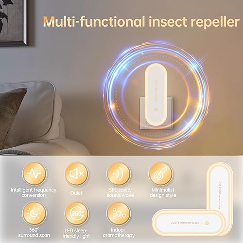 Miniatura 5 de Repelente de control de plagas (paquete de 4) - Repelente electrónico de mosquitos con chip inversor mejorado, repelente de mouse multifunción,