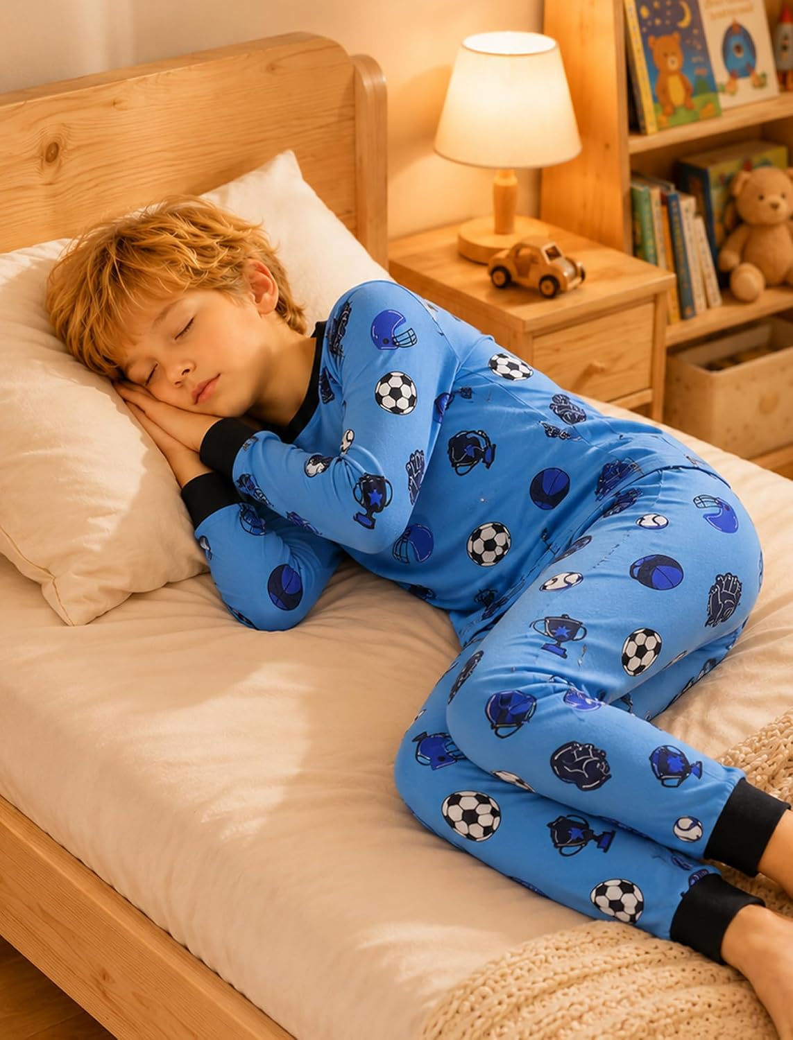 Mikrdoo Boys Cotton Pajamas 4Piece Snug Fit Stretch Long Sleeve PJs 4-12Y