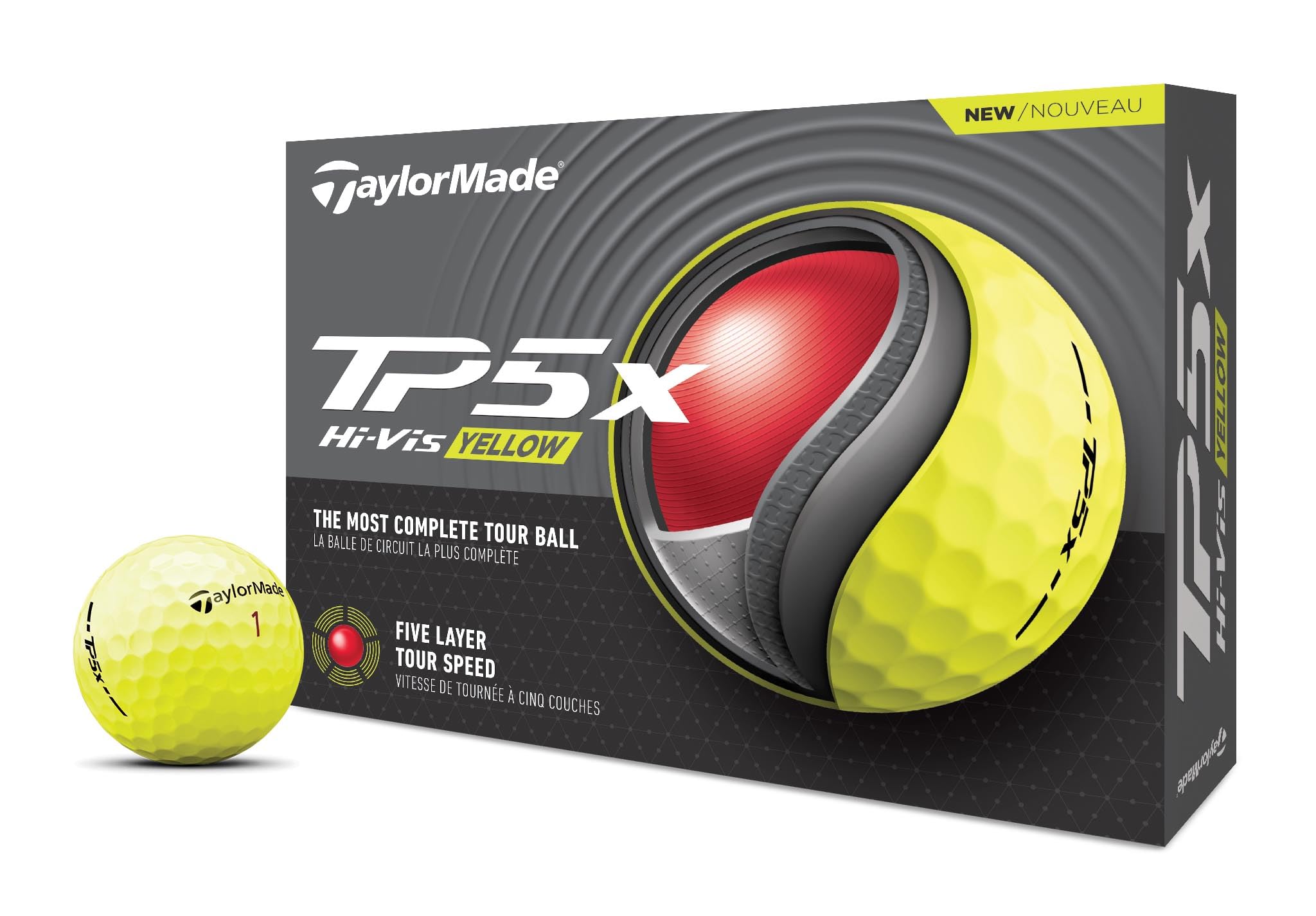 TaylorMade Golf 2024 TP5X Golf Balls Yellow ONE Dozen