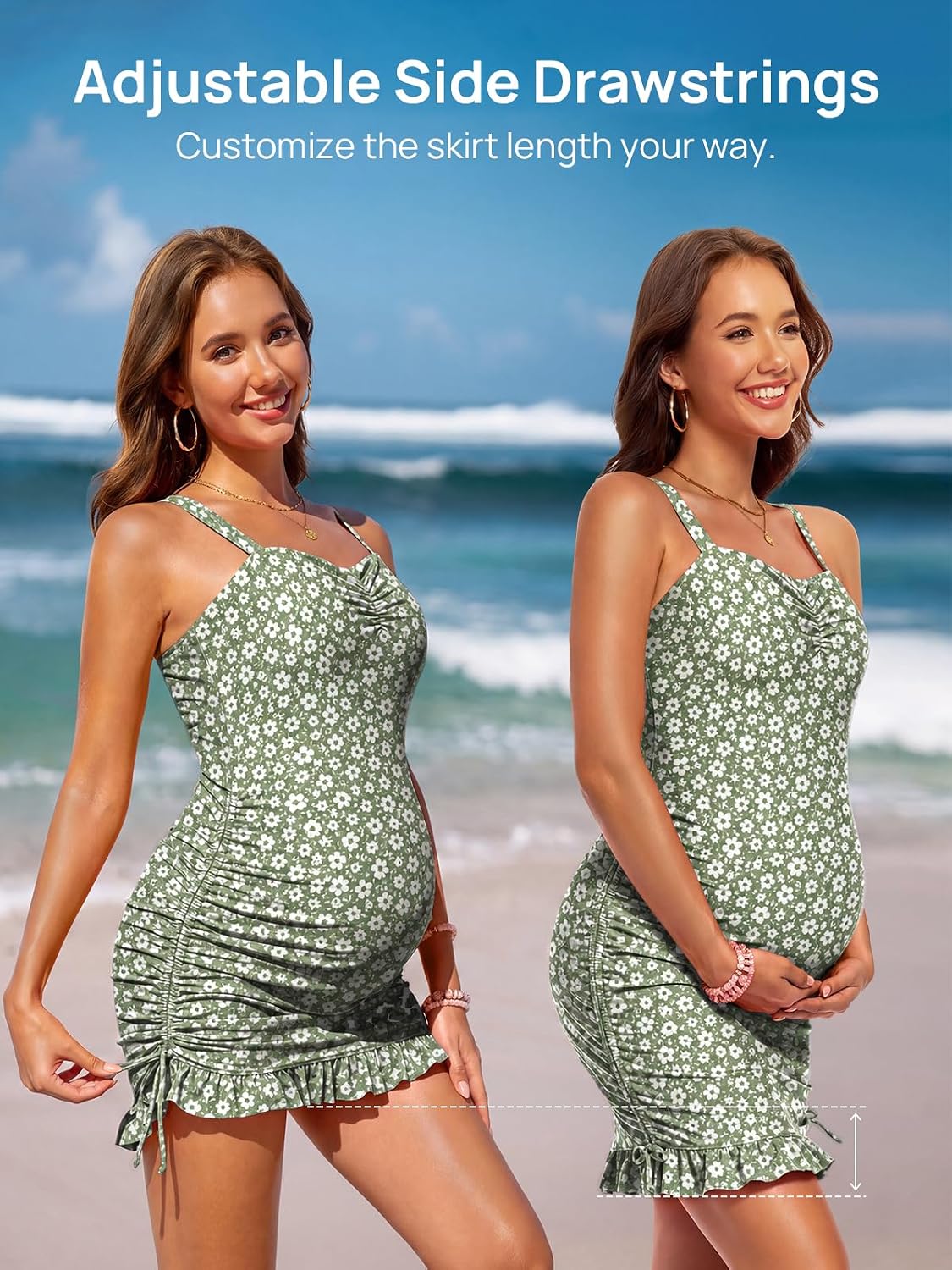 Summer Mae Maternity Swimsuit Drawstring Swim Dress Pregnancy Bathing Suit