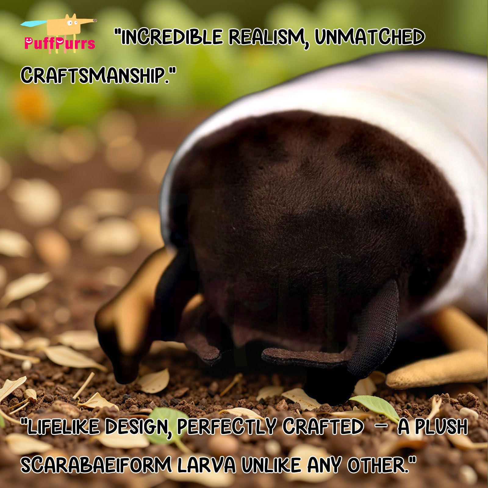 Peluche realistica Larva di Scarabeo, Orsacchiotto realistico Scarabaeoidea, Cuscino giocattolo carino di insetto, 35 cm/13,7 pollici
