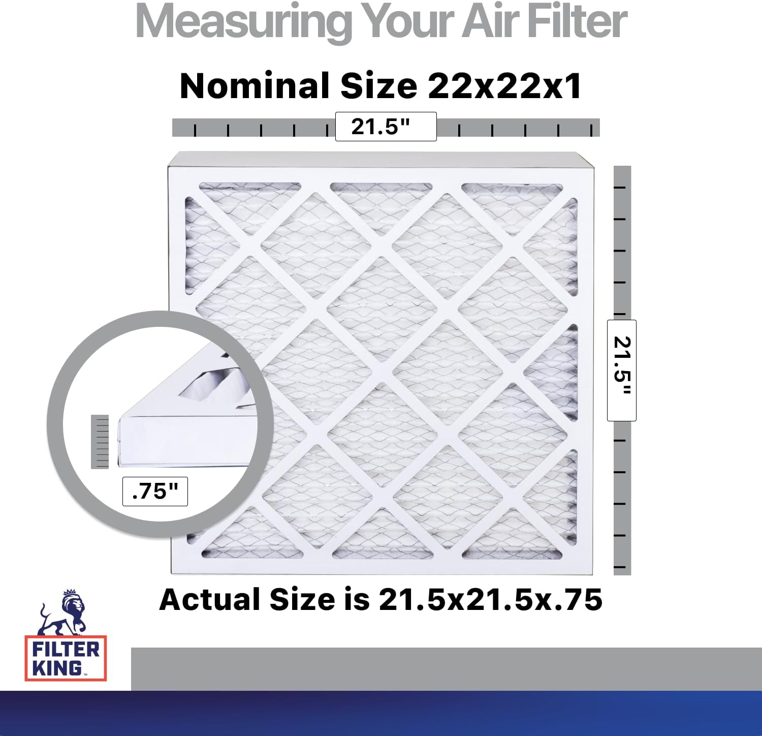 Filter King 22x22x1 Air Filter | 4-PACK | Carbon MERV 8 HVAC Pleated A/C Furnace Filters | MADE IN USA | Actual Size: 21.5 x 21.5 x .75"