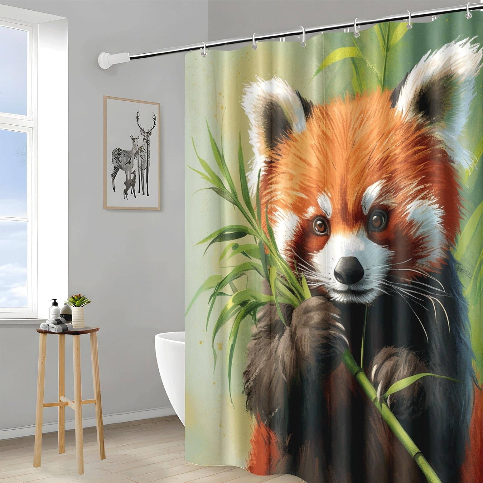Tenda Doccia Carini Animali Arancioni Tenda Doccia Antimuffa Impermeabile Poliestere Lavabile con 12 Ganci Facile da Installare Tende Finestra Bagno per Dormitorio Hotel(180x220cm)