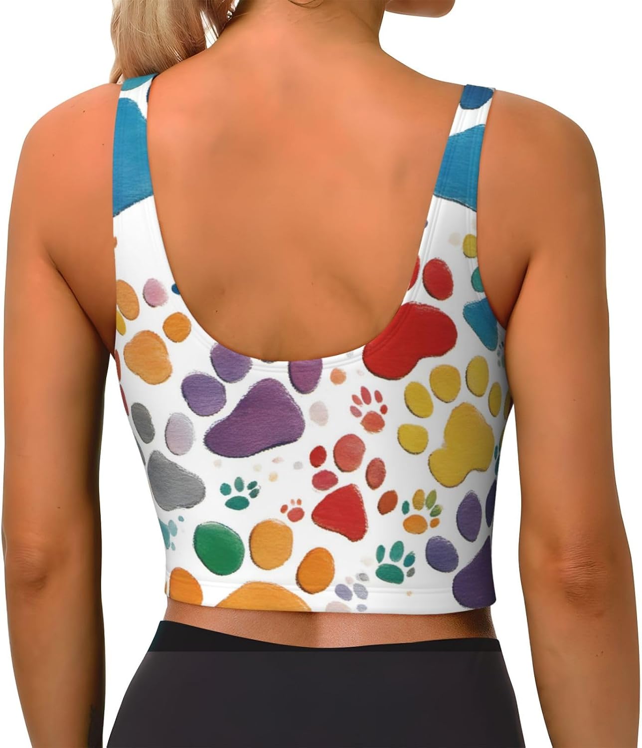 Paw Prints Art Print Sports Bra For Women,Padded,Racerback,Perfect For Yoga,Workout And Running