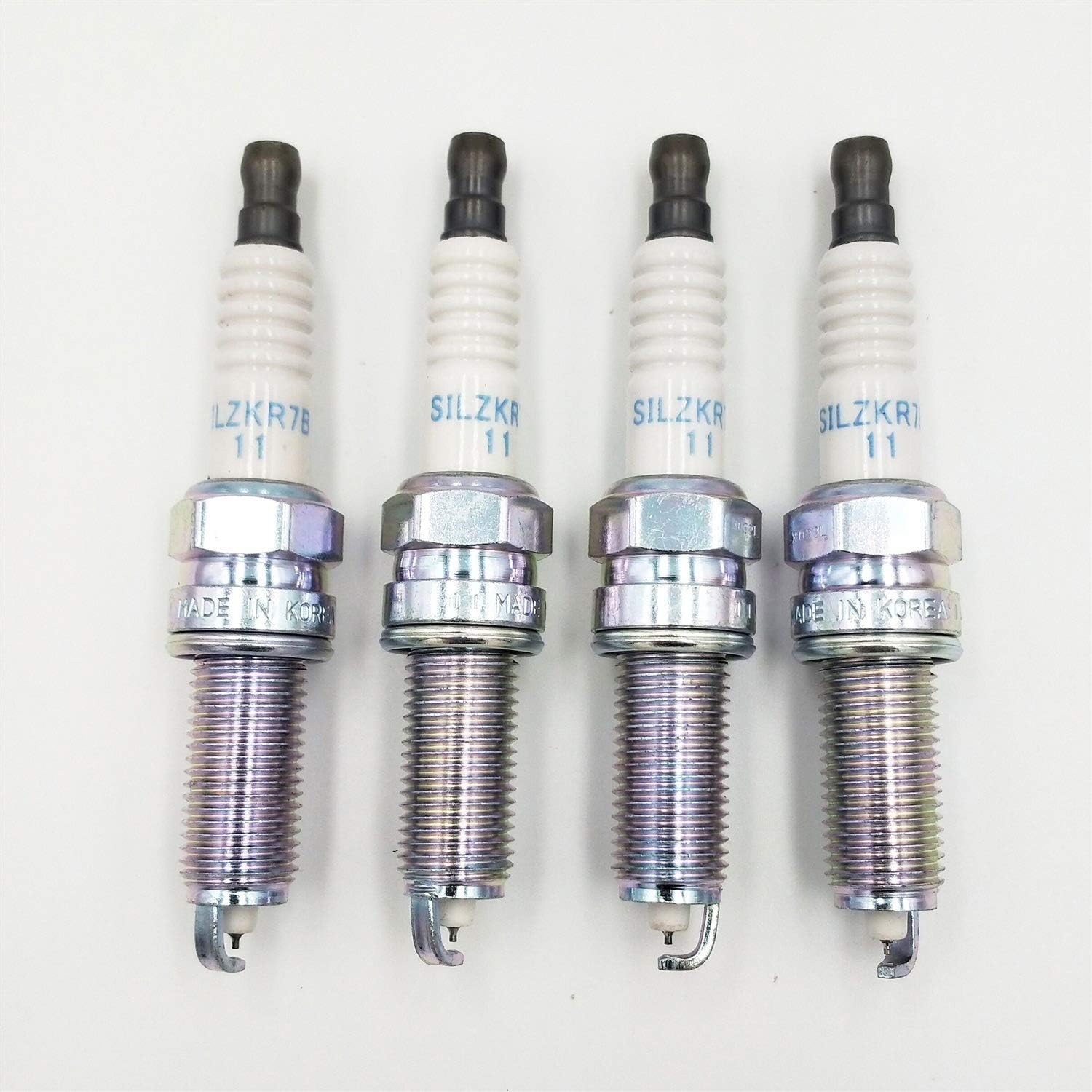 spark plugs Set 4pcs Car Iridium Spark Plug SILZKR7B11 SILZKR7B-11 9723 18846-11070 Compatible with Hyundai Compatible with Genesis I40 Compatible with Kia Auto Parts(SILZKR7B11 9723)