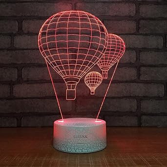 Hot Air Balloon Night Light 3D Visual LED Desk Lamp Fire Balloon Toy Household Home Room Decor 7 Colors Change Touch Table Light Birthday Gift Christmas Gift for Kids and Adult