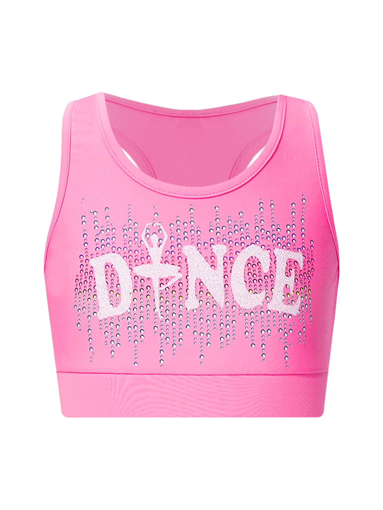 TTAO Kids Girls Dance Crop Tank Top Racerback Shirts Soild Sleeveless Sports Top Ballet Gymnastics Training Bra Vest Pink 12 Years